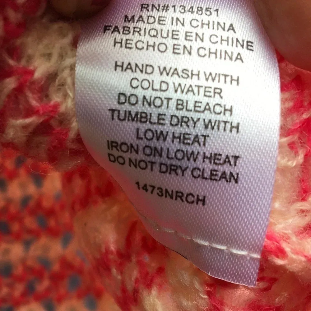 WAYF Nordstrom Open Knit Pullover Sweater Pink White Winter Fall Autumn NWT M - Image 5