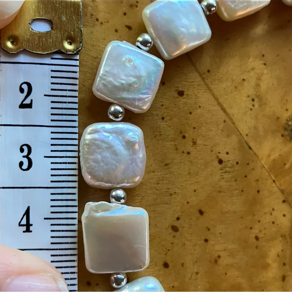 Natural Baroque Pearl Sterling Silver Necklace Size 18 - Image 5