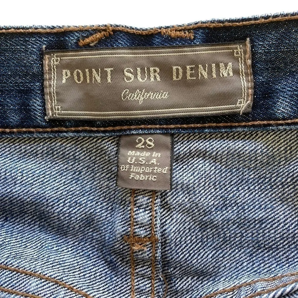 Point Sur Shoreditch Straight Leg Raw Hem Denim Jeans Patch Distressed sz 28 Blue - Image 12
