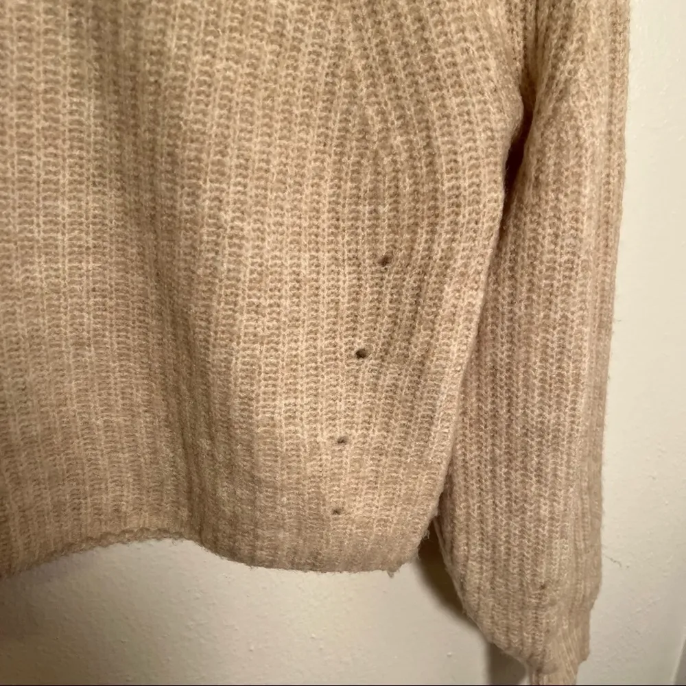 Topshop Ribbed Cropped Crew Neck Knitted Sweater Nude - Image 6