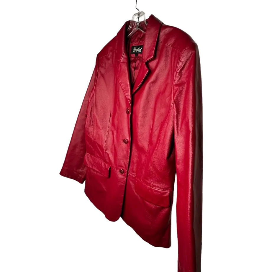 Vintage Excelled‎ Collection Red Leather Blazer Jacket Size L - Image 3