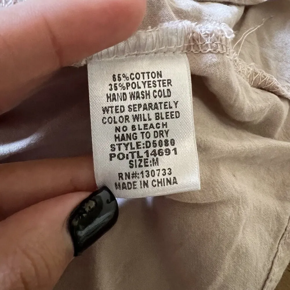 UMGEE Embroidered Floral Top Size Medium Beige/Tan Peasant Boho Festival Cottage - Image 8