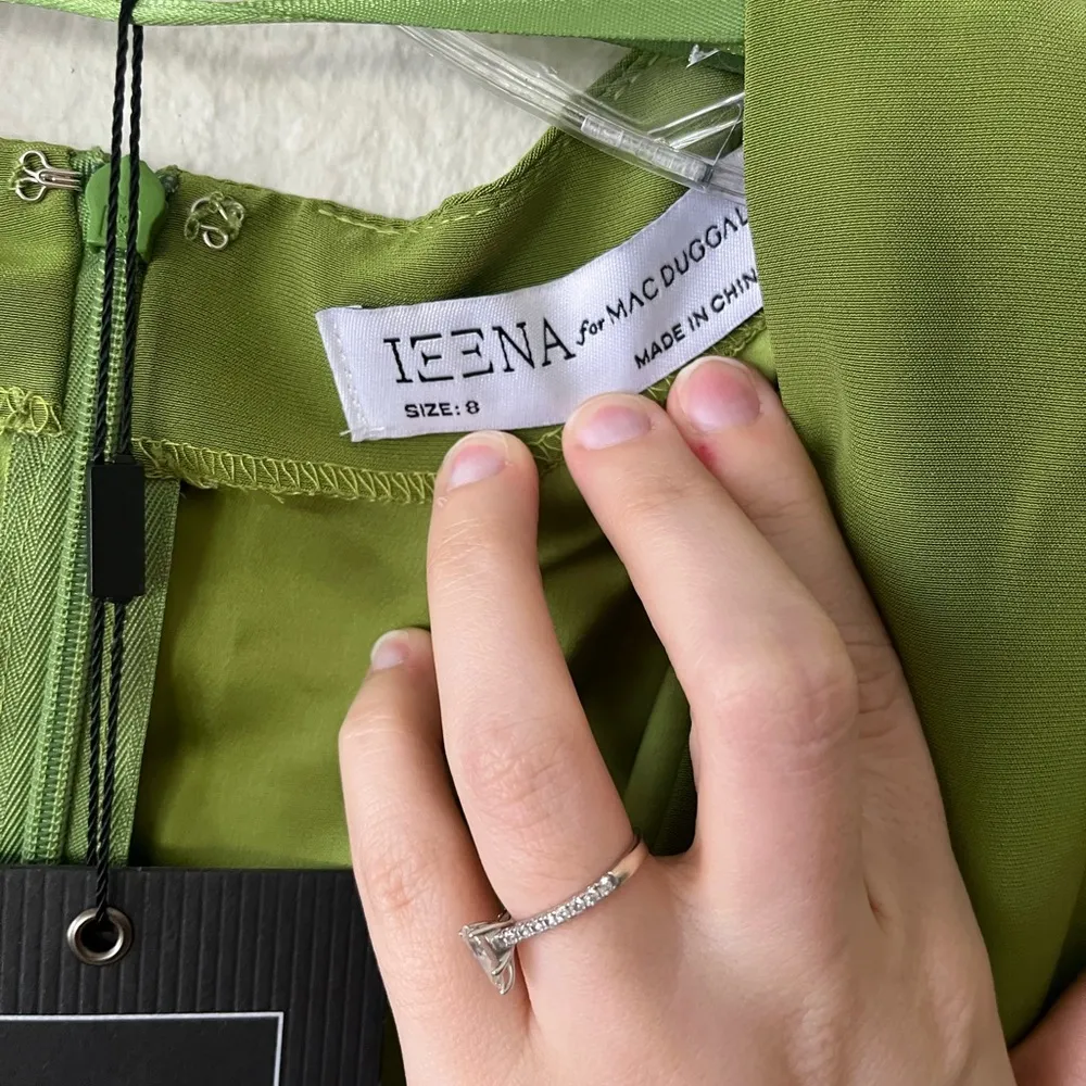 Mac Duggal 2630 Apple Green Cut Out Puff Sleeve Gown with Sequins Womens Size 8 - Image 7