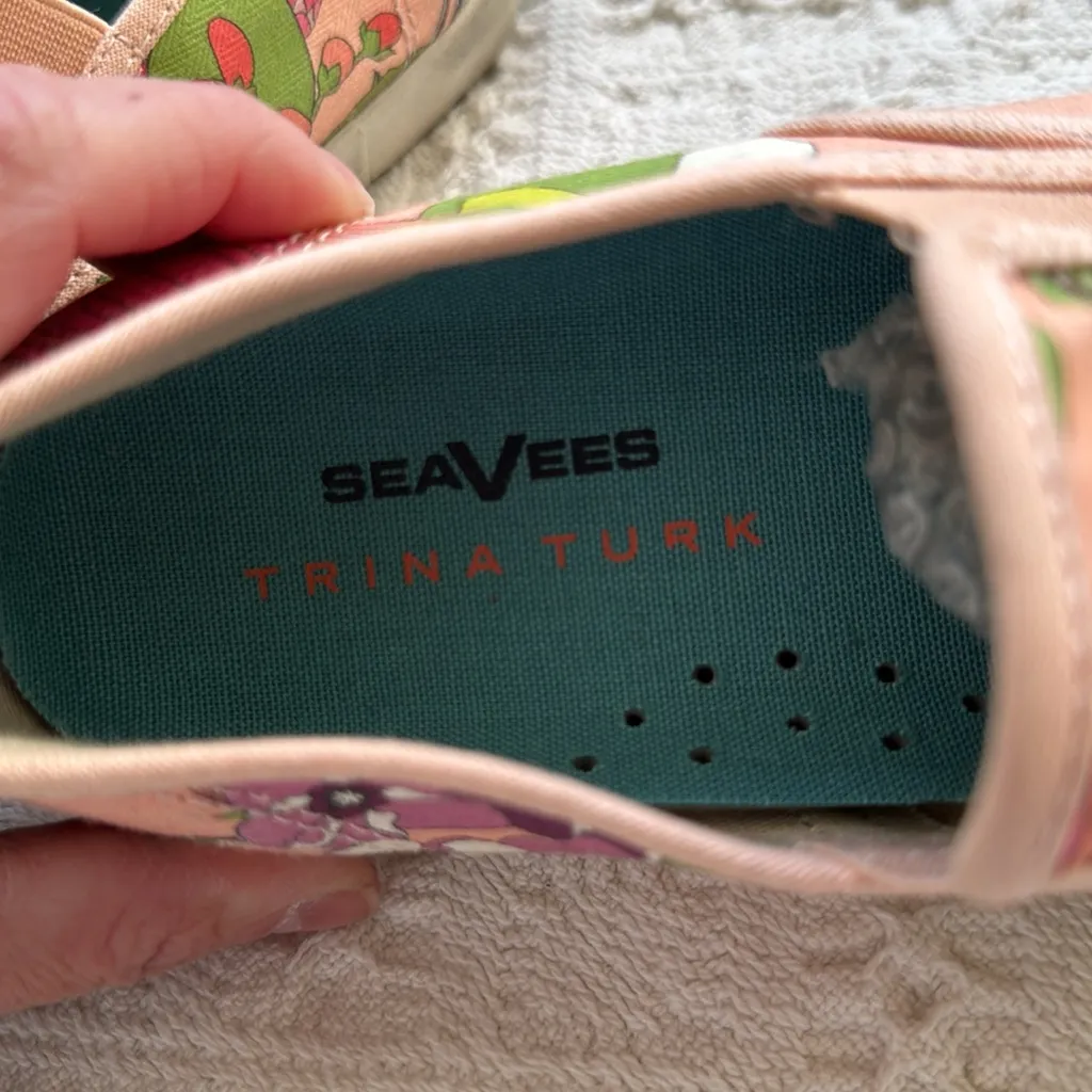 SeaVees Pink and Green Floral Canvas Sneakers - Image 10