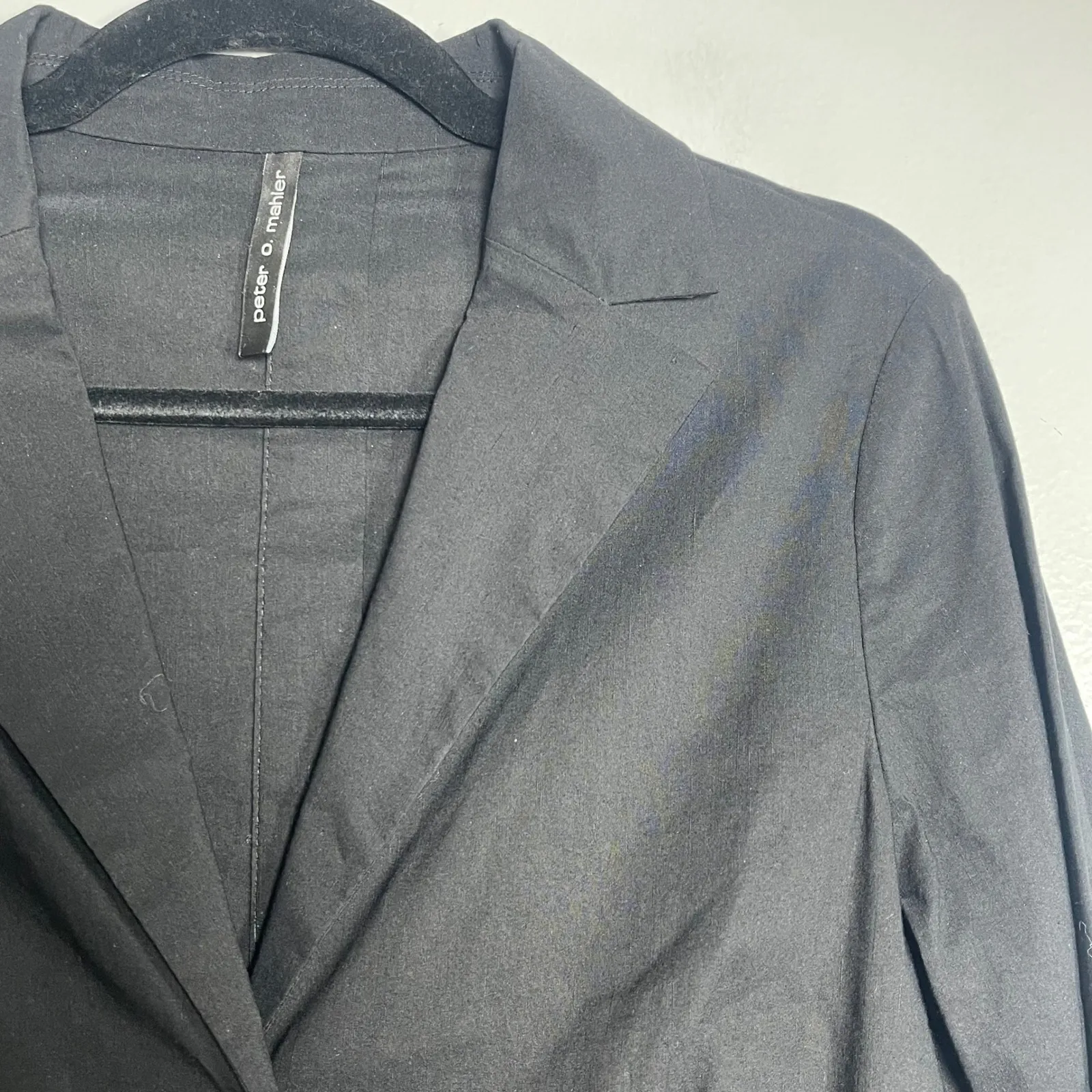 PETER O MAHLER Long Blazer Jacket Size 1 Small Black Minimalist Lagenlook Career - Image 2