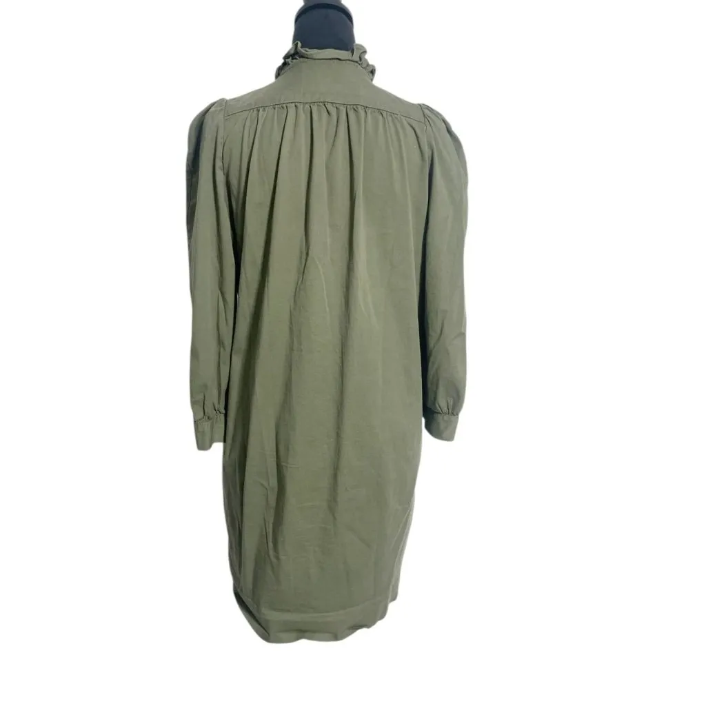 Tuckernuck Pomander Place Medium Green Claiborne Dress Short Long Sleeve Olive - Image 8