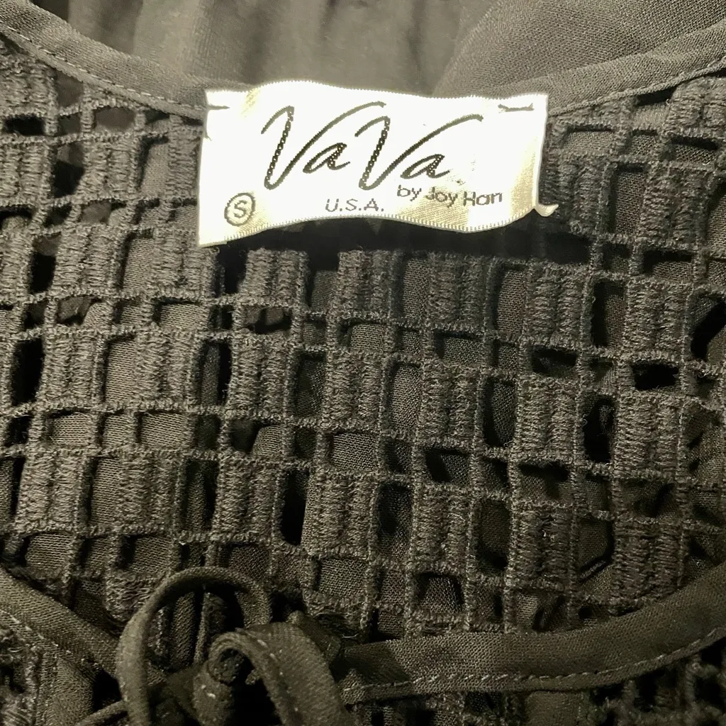 Vava by Joy Han Black Long Sleeve Dress Tunic Basketweave Detail - Image 4