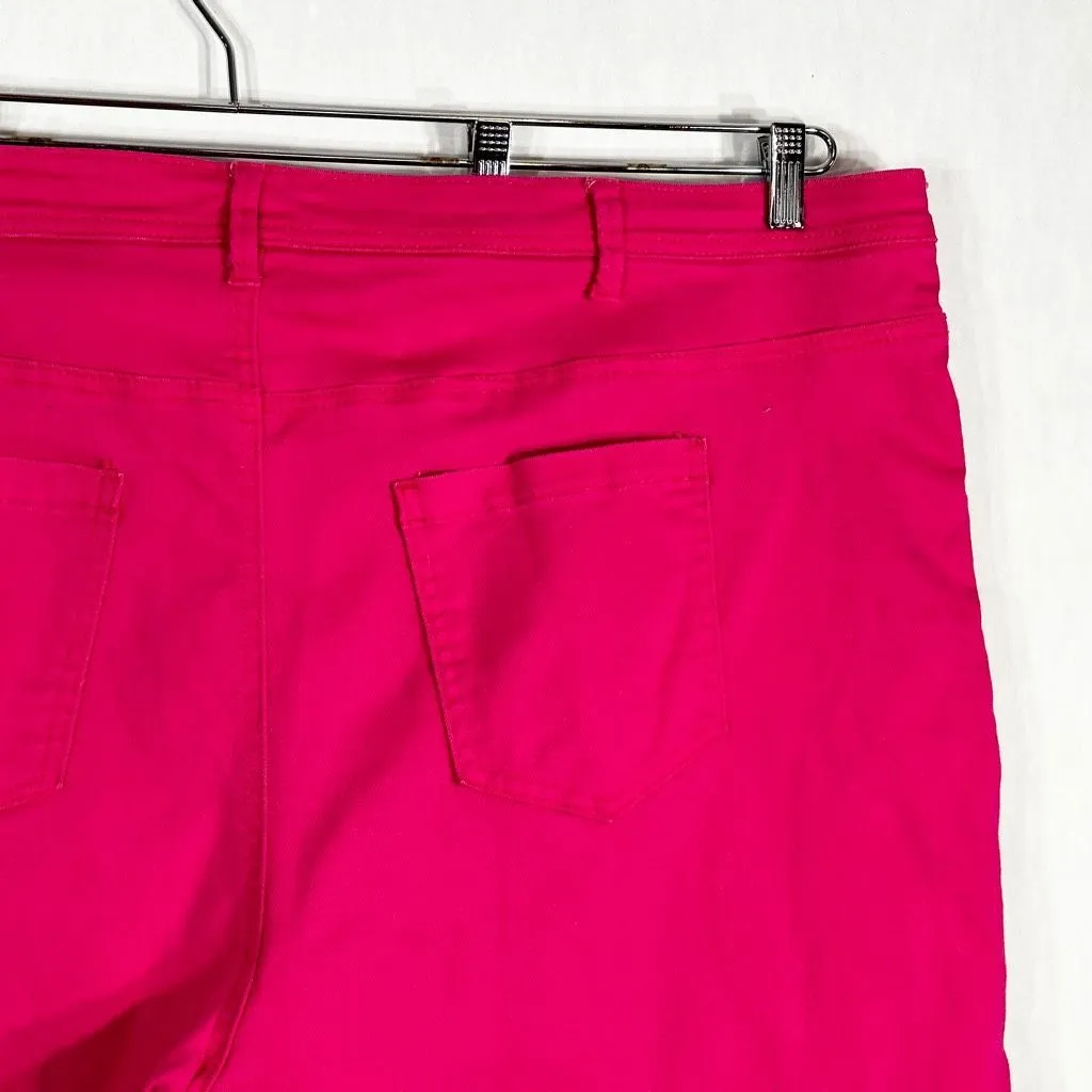 Woman Within Plus Size 26W Shorts Hot Pink Pockets 11 Inch Cuffed Stretch 1155‎ - Image 9