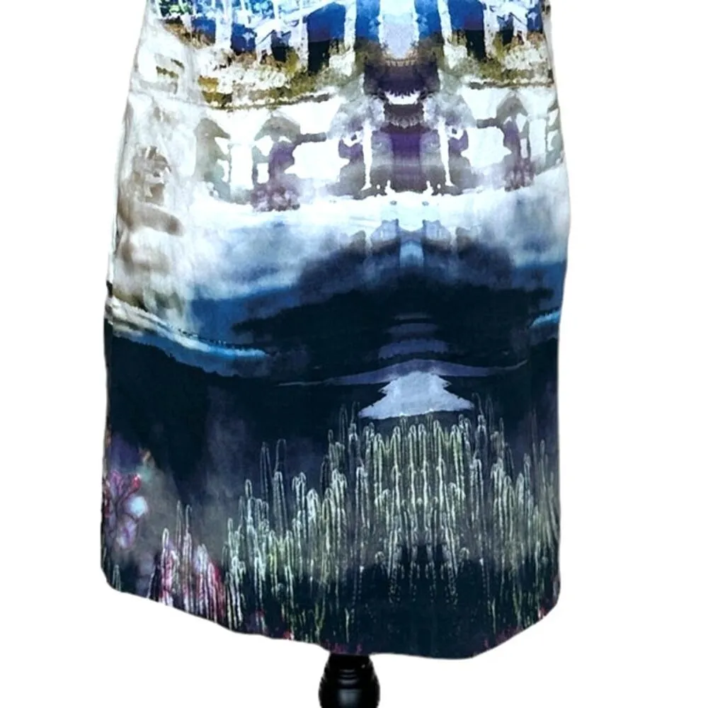 Joe Fresh Desert Landscape Sheath Dress SIze 8 Art to Wear Career Stretch Unique - Image 2