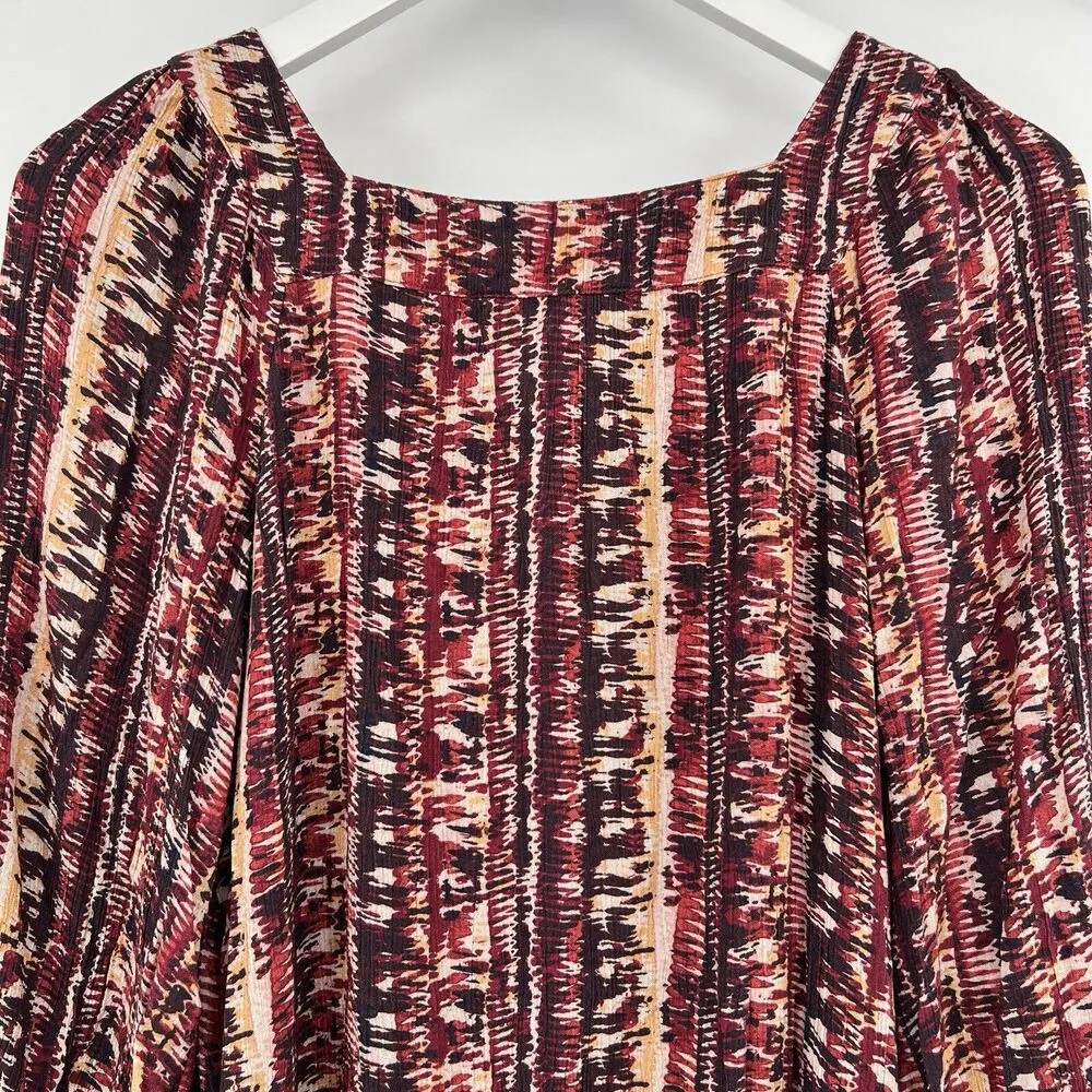 Garnet Hill Jardin‎ Crepe Dress Firesmoke Stripe A-line 3/4 Sleeves Size Small - Image 8