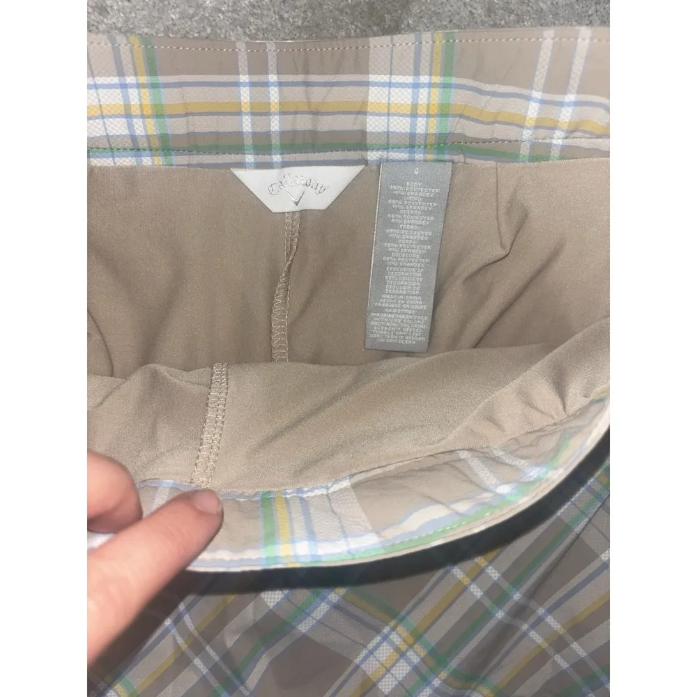 Callaway Skort Womens Size 4 Golf Plaid EUC Tan Pastels Tennis Preppy Pickleball - Image 5