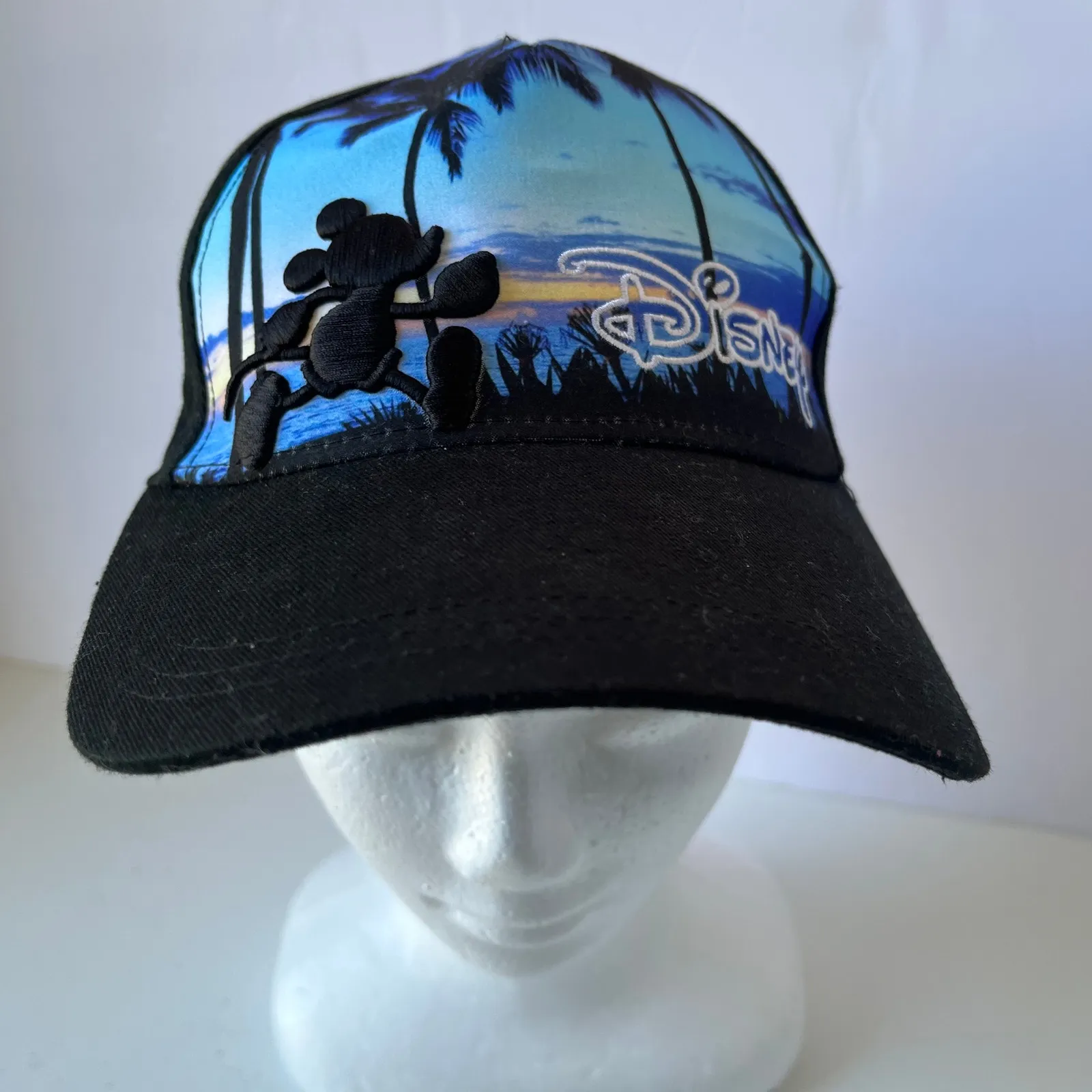 Disney Mickey Mouse Sunset Beach Adj Adult Baseball Hat Resort Tropical Retro - Image 13