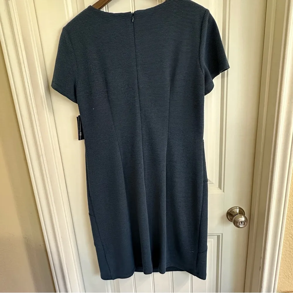 NWT AGB blue cross strip block short sleeve shift dress women 14 - Image 11