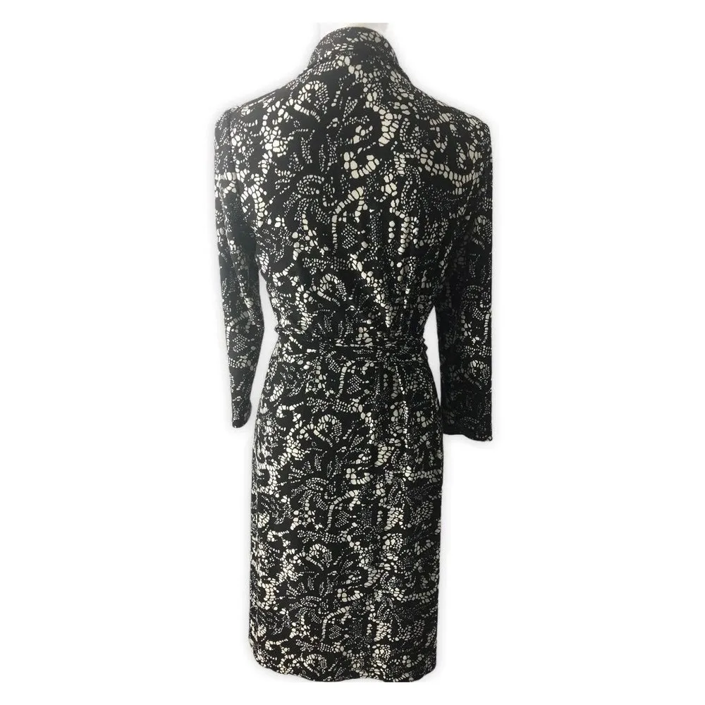 Nine West Floral Print 3/4 Sleeve Wrap Knee Length Dress - Image 44