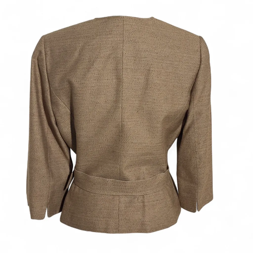 Tan Blazer with Peplum Waist and Belt‎ Size 12 - Image 2