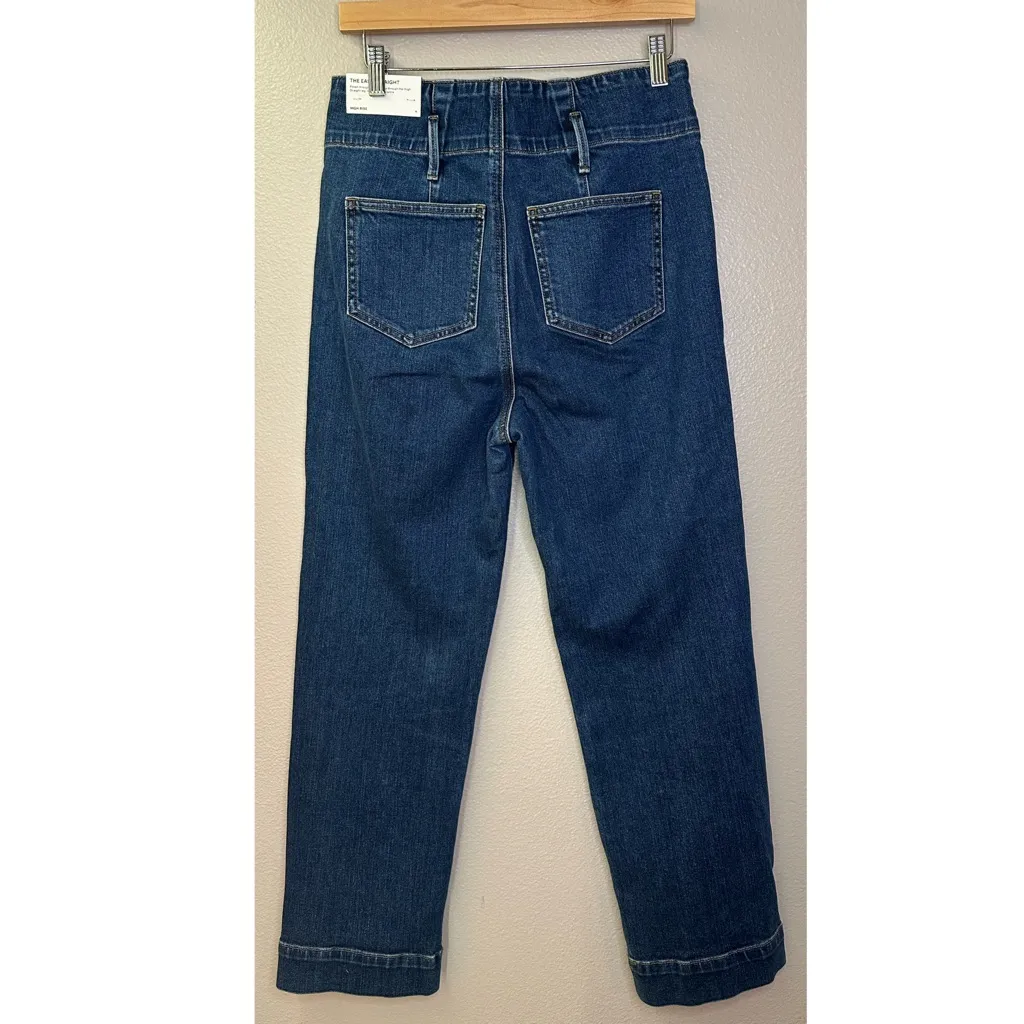 NWT Ann Taylor The Easy Straight High Rise Dark Blue Straight Leg Jeans Denim - Image 9