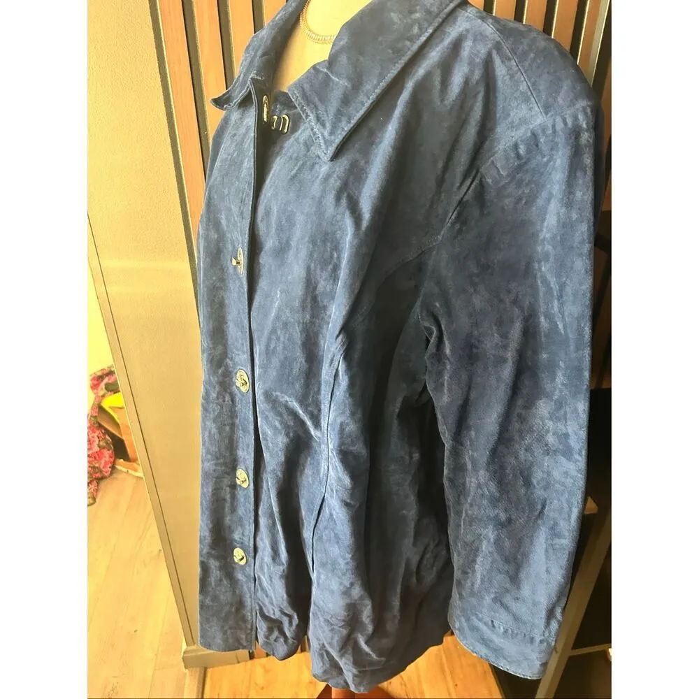 Dennis Basso blue suede jacket size 3x stylish heavy - Image 2