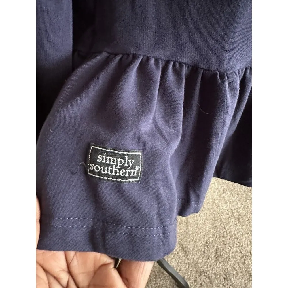 Simply Southern Navy Blue Bell Sleeve Size Small Ruffle Peplum Top Shirt Blouse - Image 3