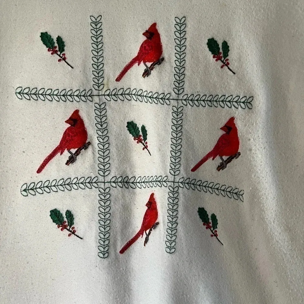 Vintage Lee white crewneck sweatshirt with cardinals size M - Image 2