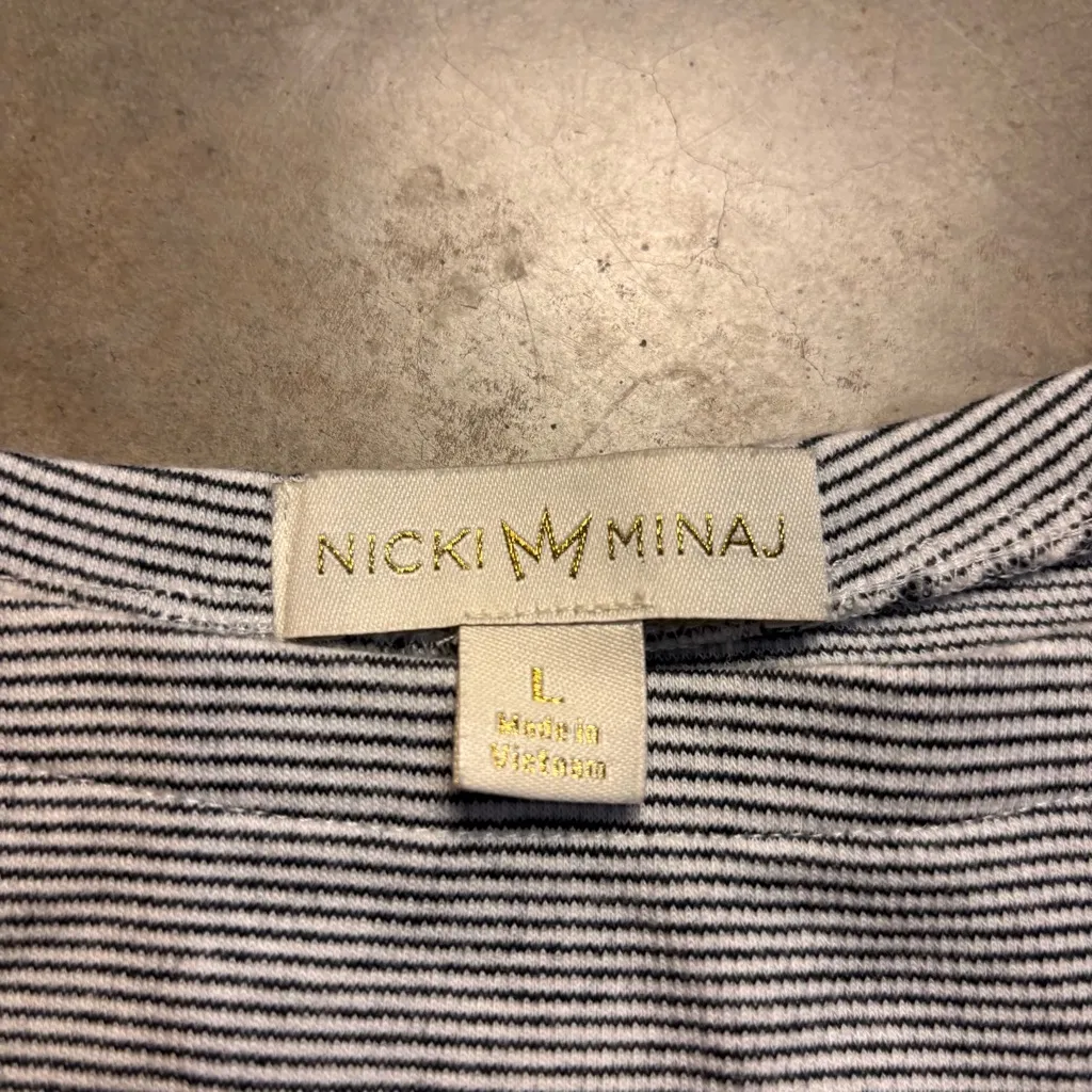 Nicki Minaj Womens Large Black & White Striped Skirt Crop Top Set Barbz - Image 6