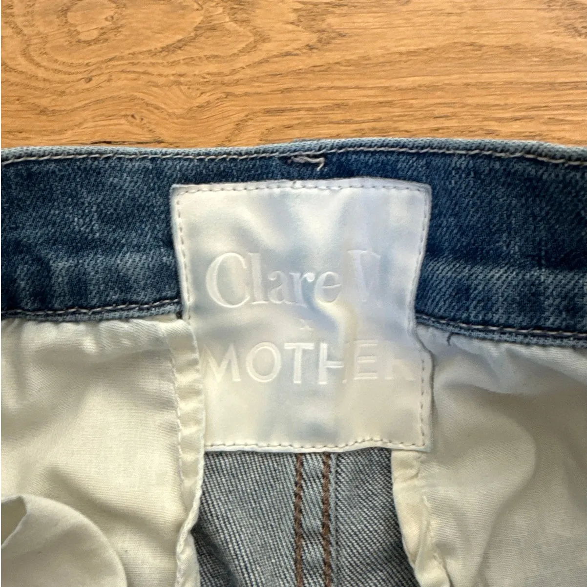 Mother x Clare V. Wide Leg jeans Pleated Belle Prep Heel Size 29 Playing in Blue - Image 4