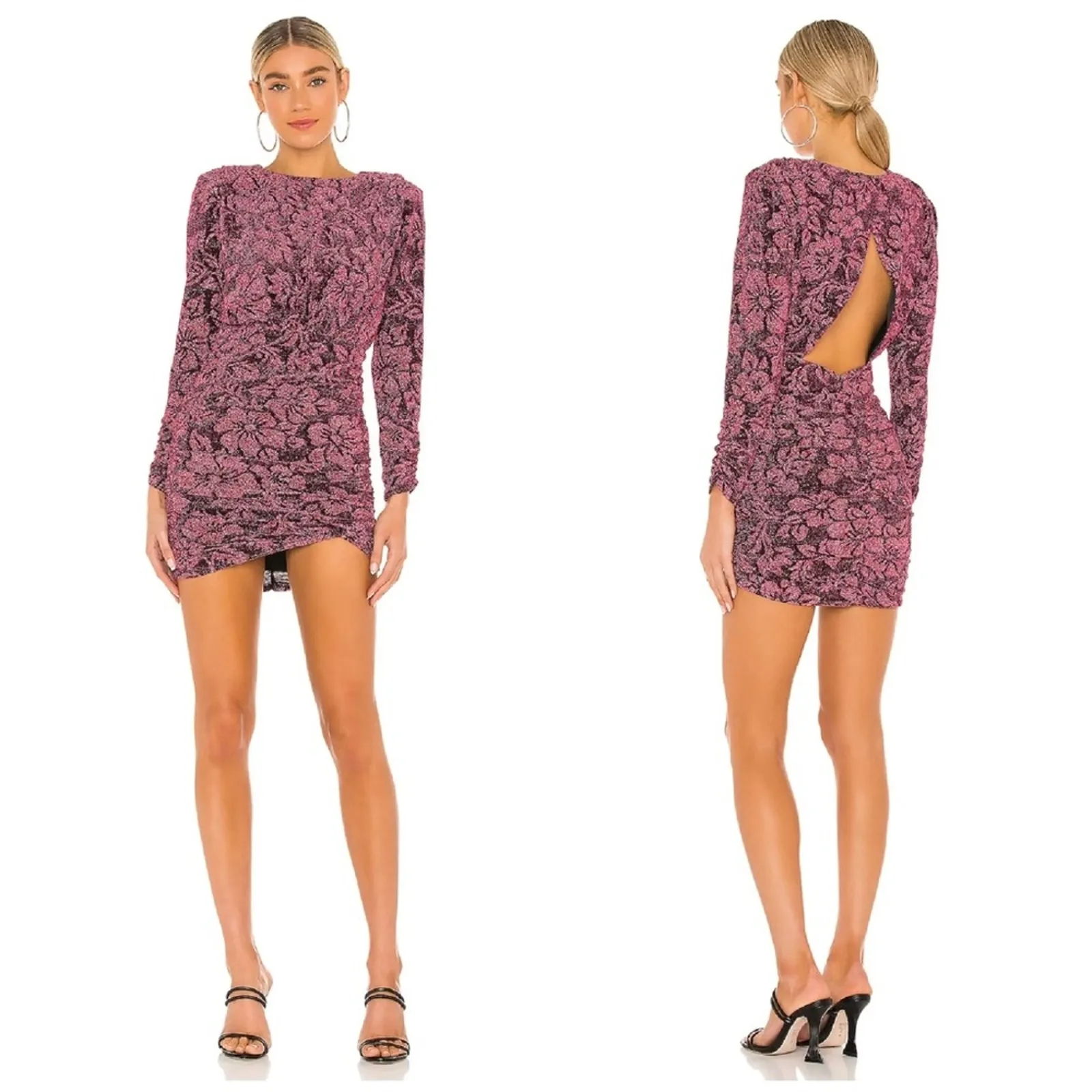 For Love & Lemons Mulberry Shailee Sparkly Floral Metallic Mini‎ Dress NWT XXS - Image 7