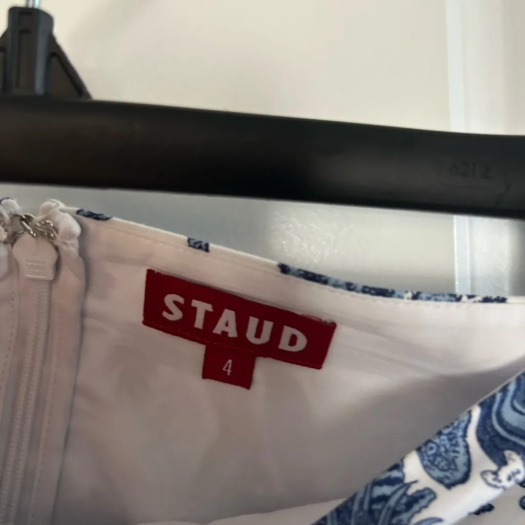 STAUD Procida Cotton Toile Maxi Skirt Blue Size 4 - Image 3