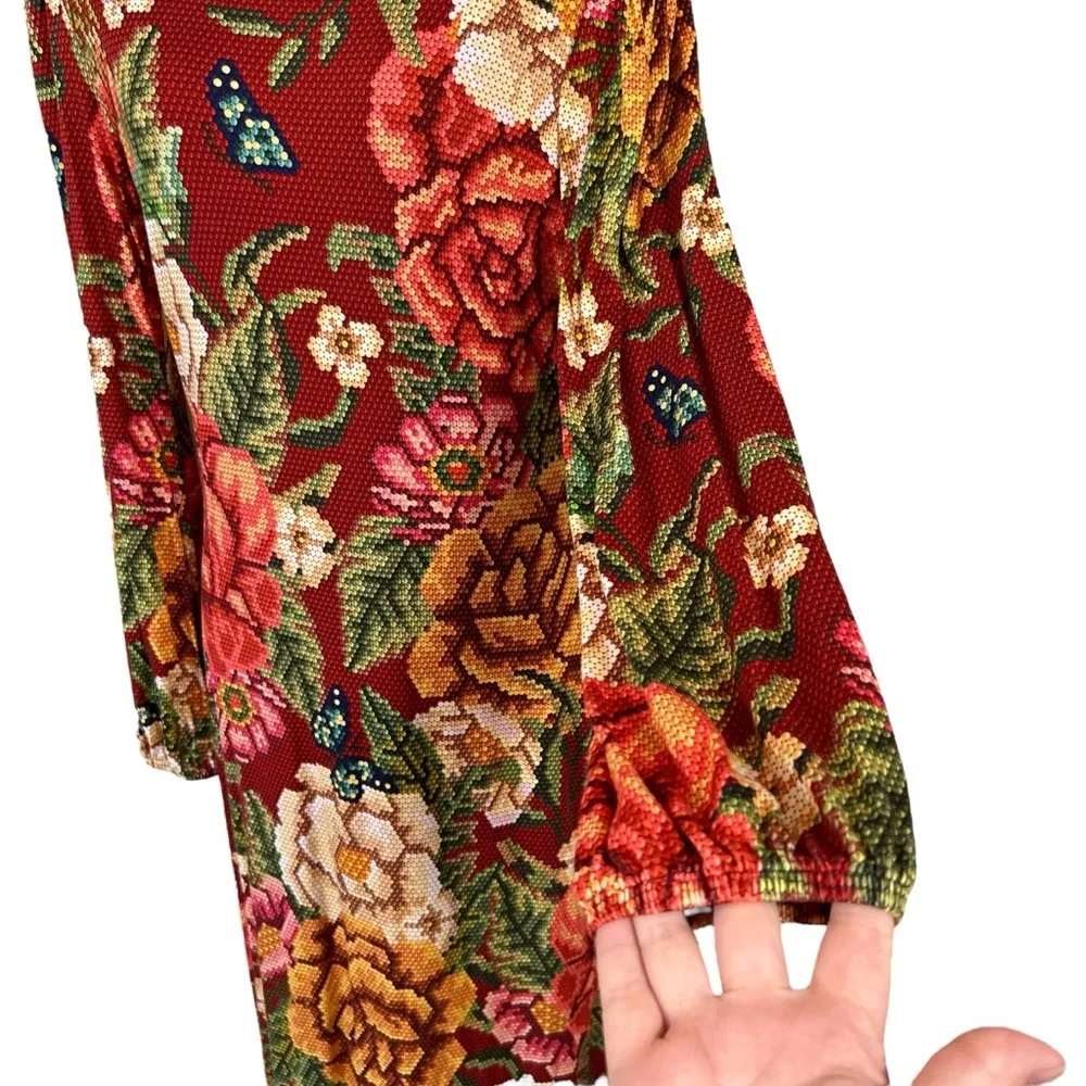 FARM Rio Jessa Floral Cross Stitch Printed Stretch Maxi Dress - Image 4