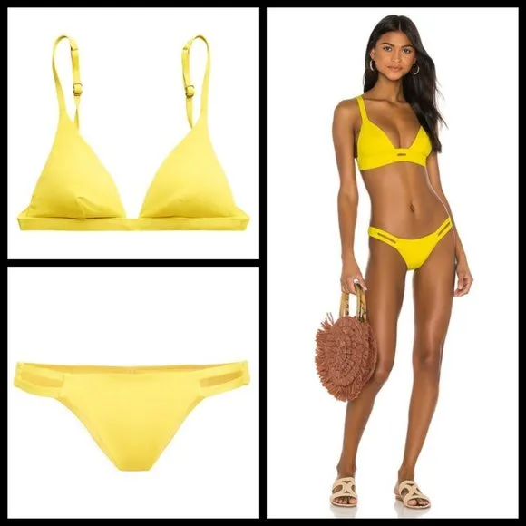 💕VITAMIN A💕 Bikini Moss Top + Neutra Hipster Bottom Yellow Eco Lux 10 L NWT - Image 2