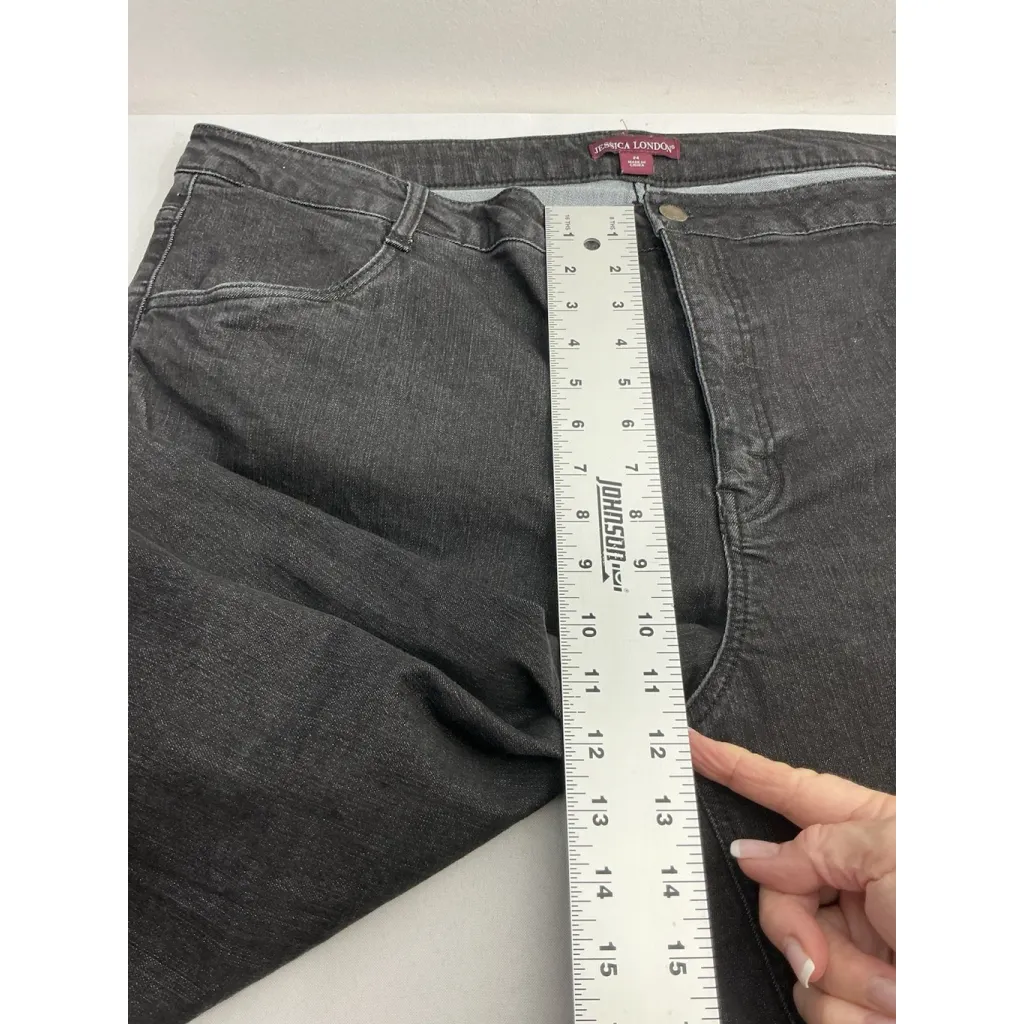 Womans Jessica London Denim Jeans 24 Black Straight Wide Leg - Image 7