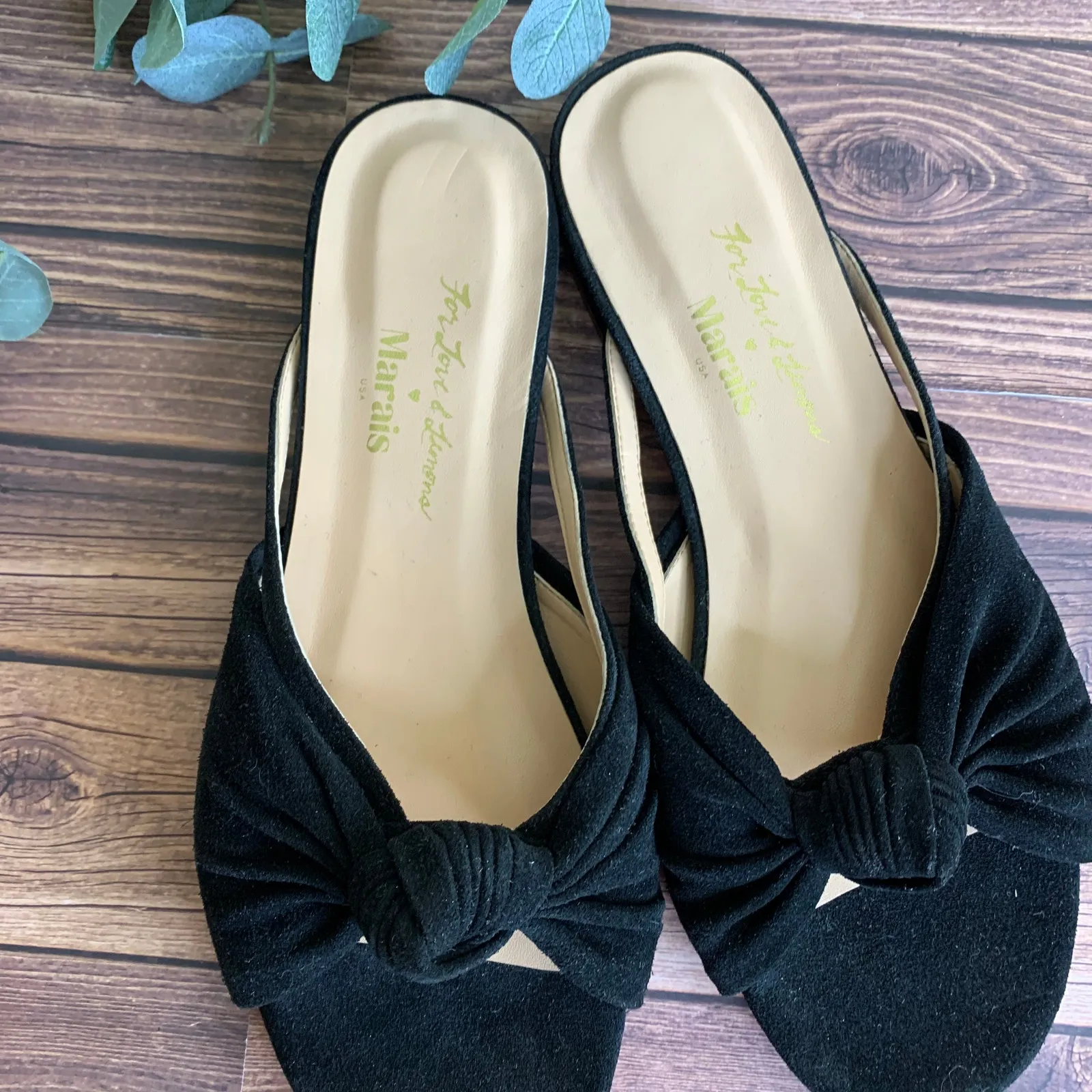 Marais x For Love & Lemons Suede Slides Flats Womens Black Size 7 - Image 5