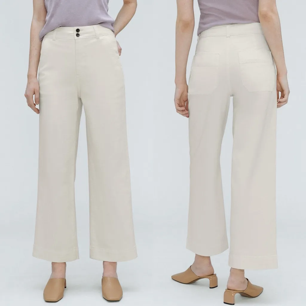 Everlane Organic Wide Leg Pant 00‎ Bone White - Image 2