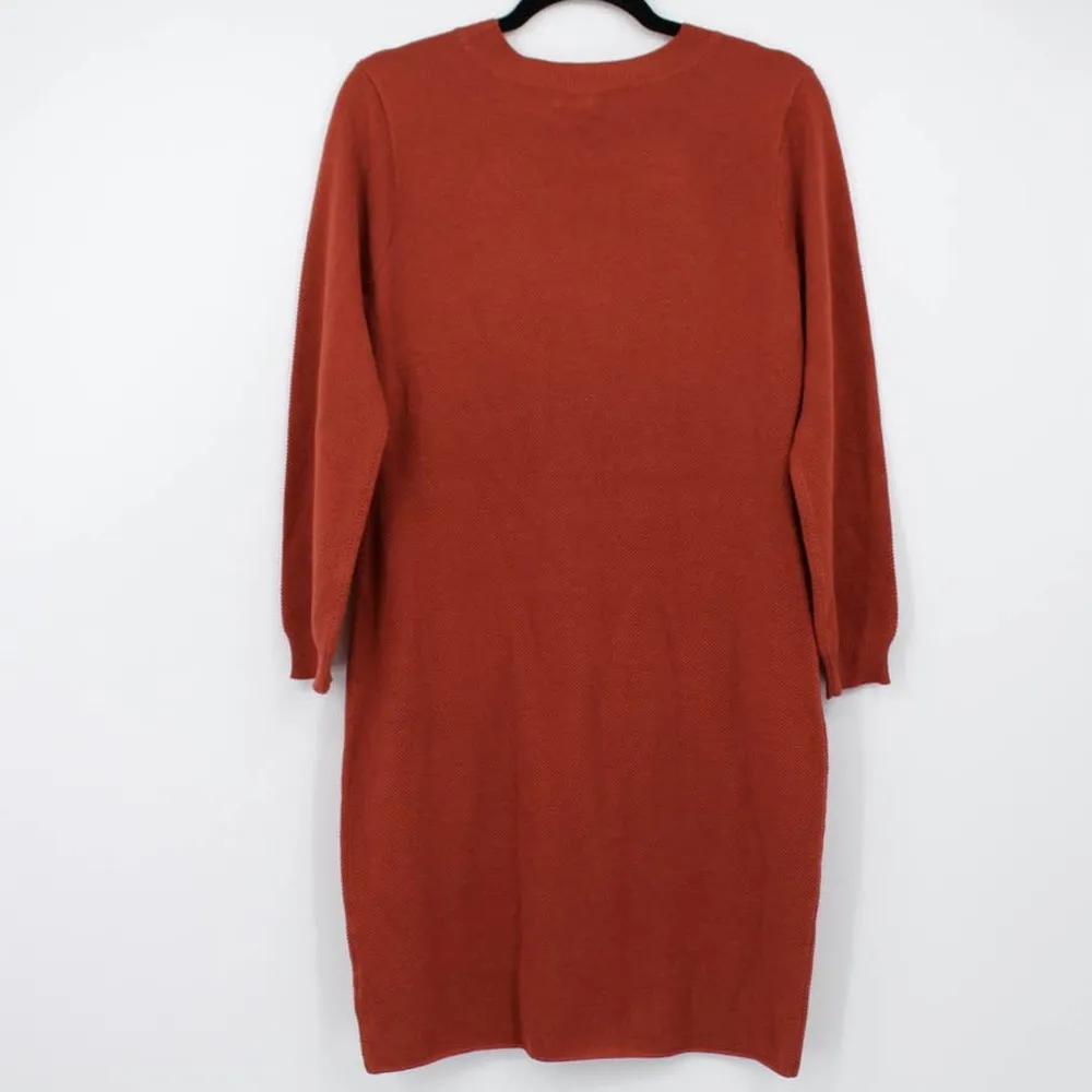 New Jack by BB Dakota After Midnight Mini Dress Burnt Orange Waffle Knit Large - Image 4