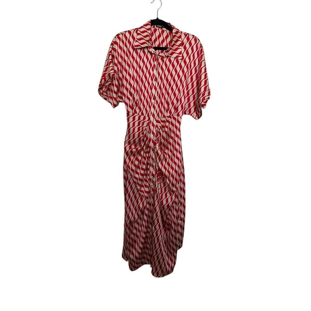 SHEIN Clasi Allover Print Batwing Sleeve Belted Shirt Maxi Dress Size S - Image 5