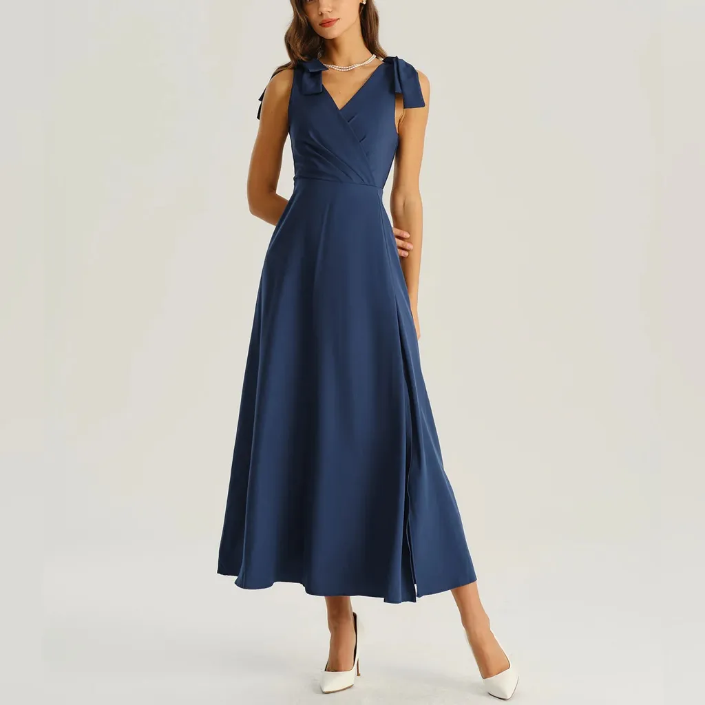 Rihoas Navy Wrap Sleeveless Maxi Dress Blue Size 4 - Image 3