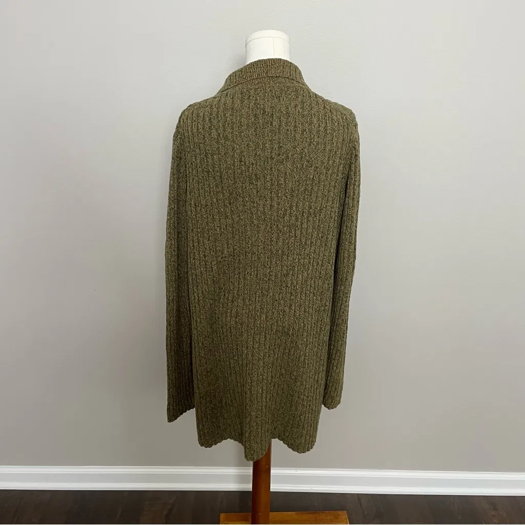 Vintage Nine & Company Sweater Tunic Knit Button Front Pocket Cotton Linen Green Size L - Image 11