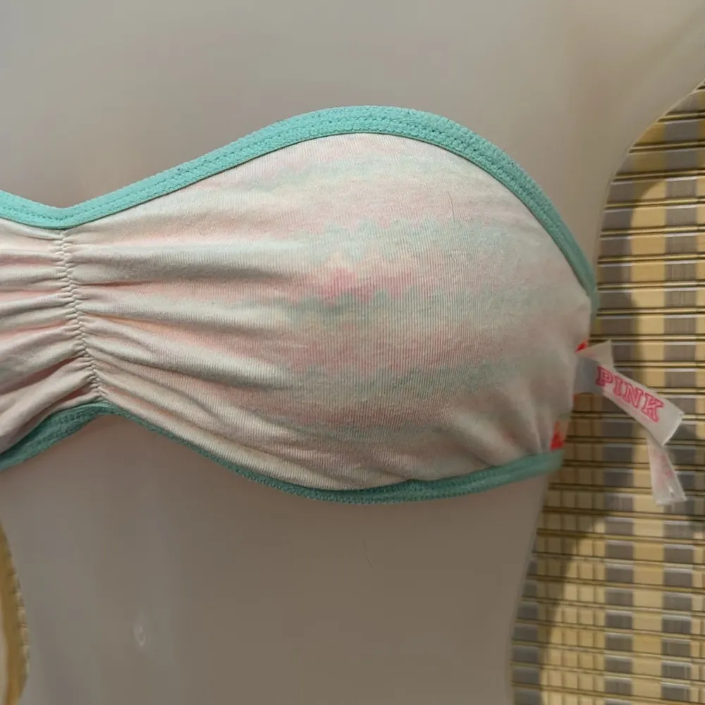 PINK Victoria's Secret Pastel Chevron Stripes Lace Bandeau Small S - Image 11