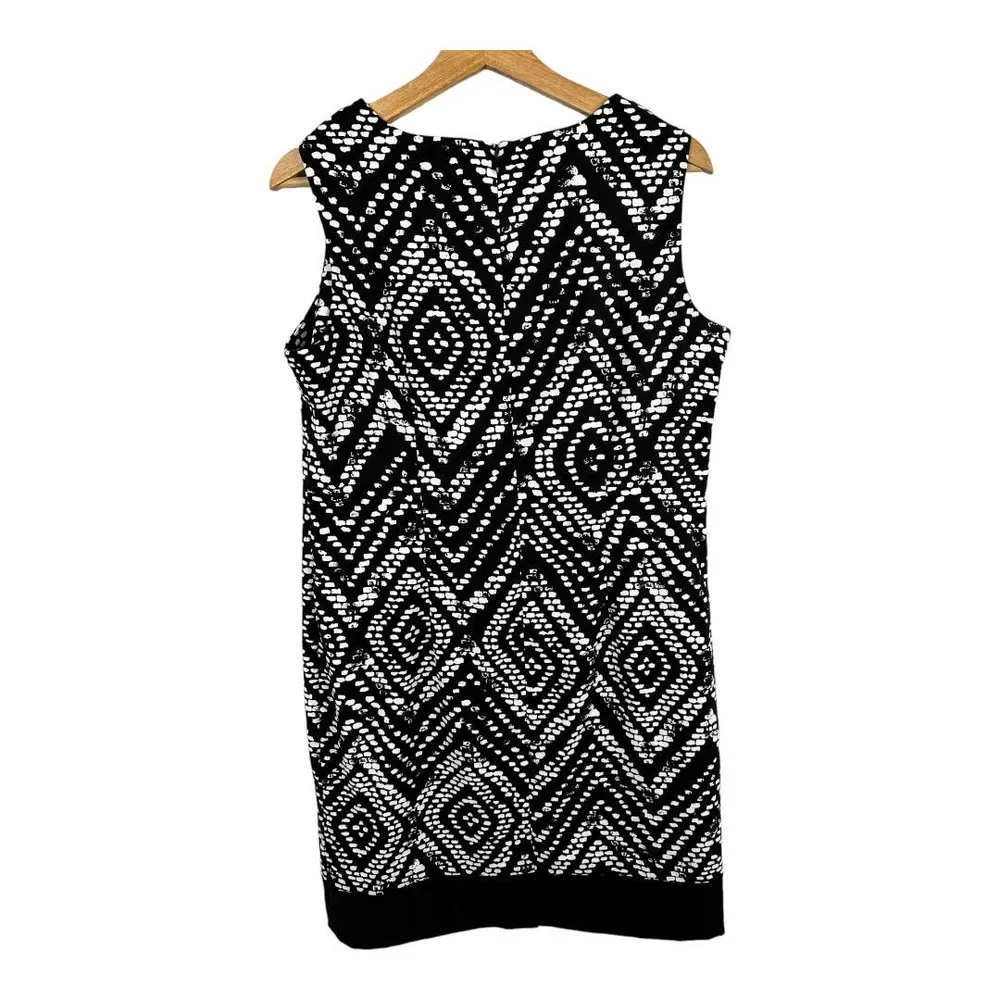 Mario Serrani Womens size 14 Sleeveless Shift Diamond Black White Dress - Image 4