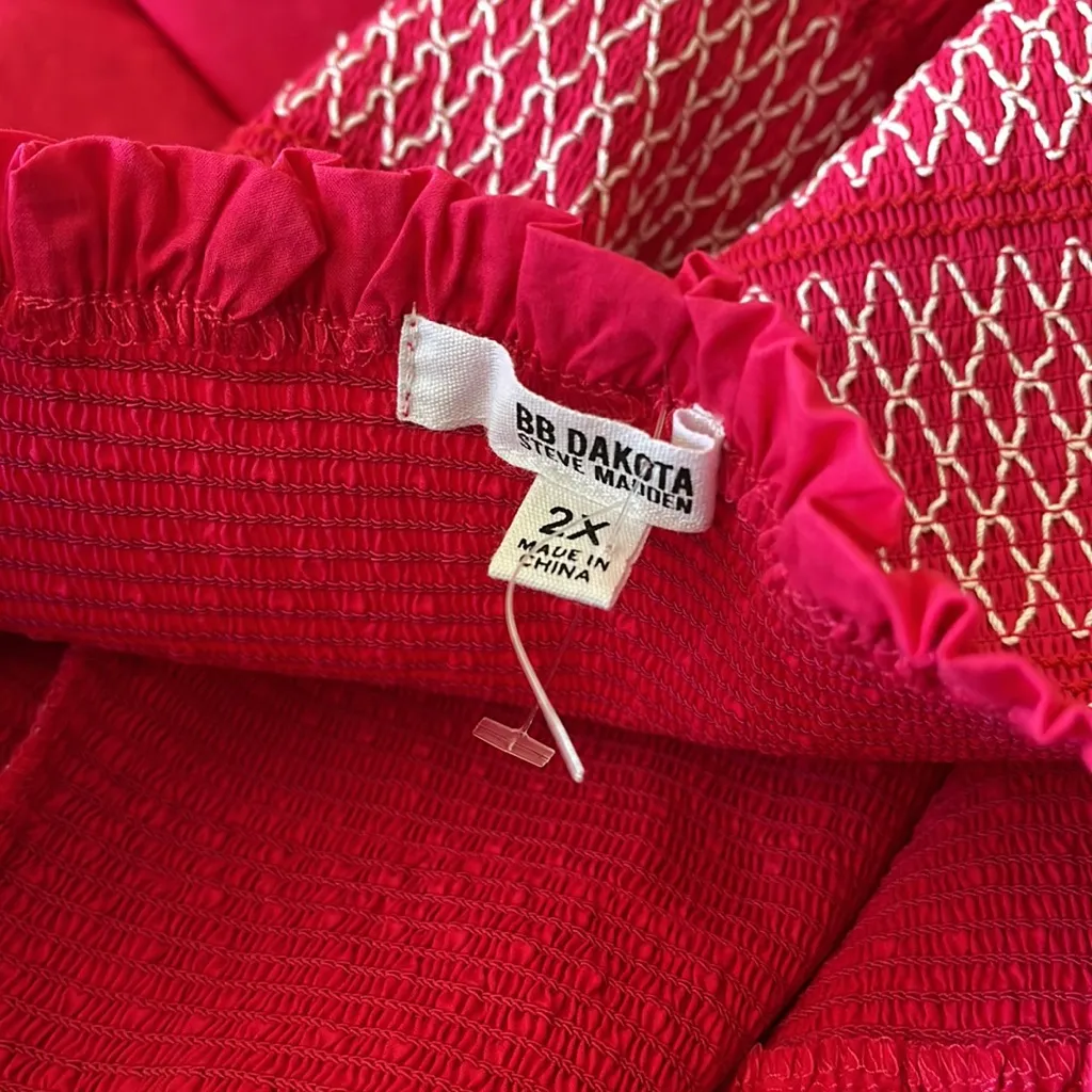 NWOT BB DAKOTA   Au Natural Dress Hot Pink / Bright Rose SZ-2X Smocked - Image 6