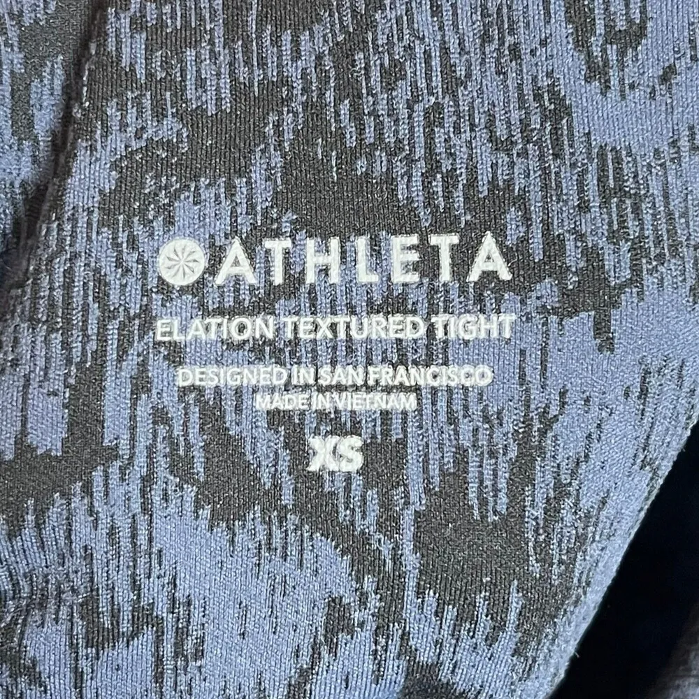 Athleta Elation Textured Tight Frosted Floral Black Blue Leggings Womens Size XS - Image 11