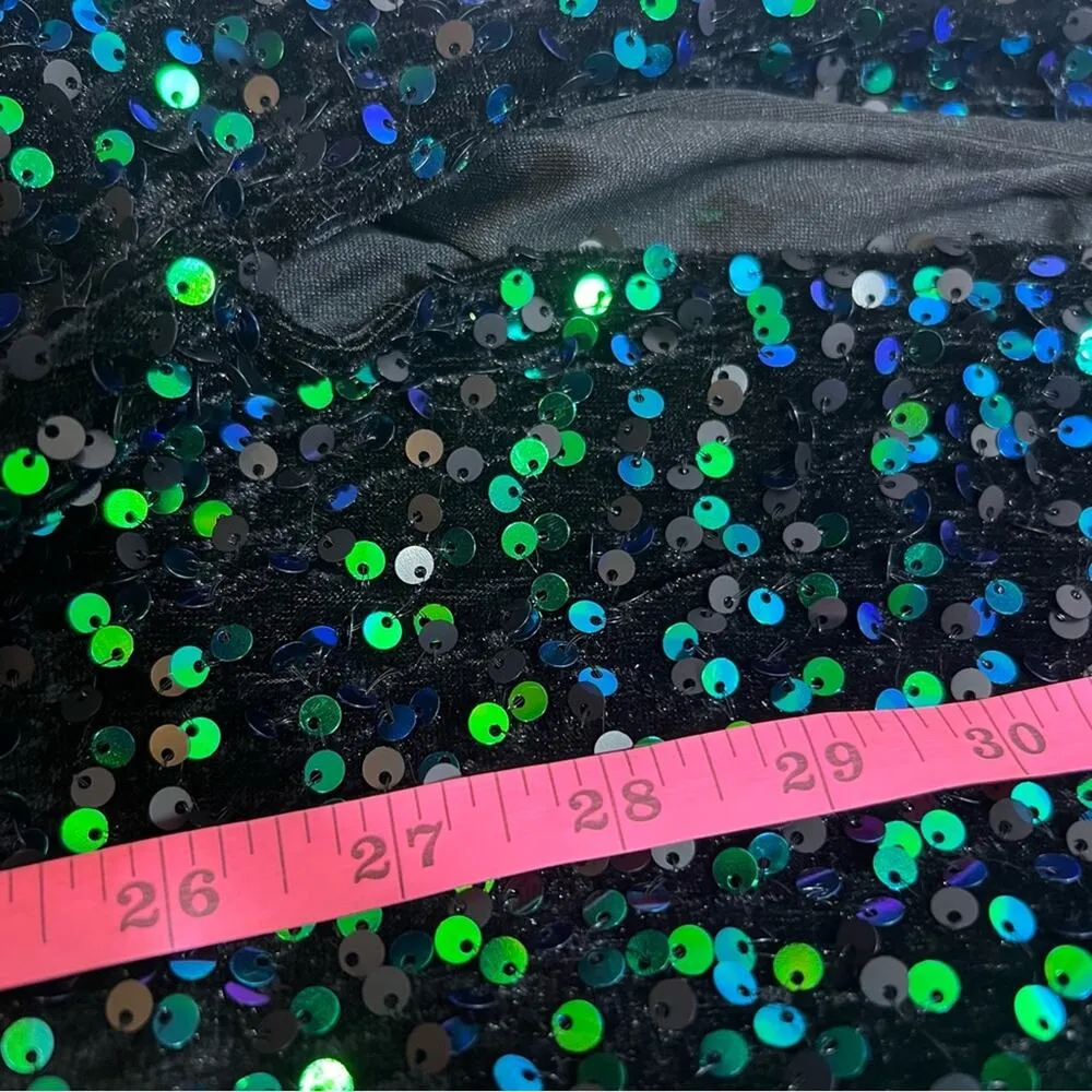 NWT Lulu’s Keep it Regal Green Iridescent Sequin Velvet Maxi Dress Sz L - Image 7