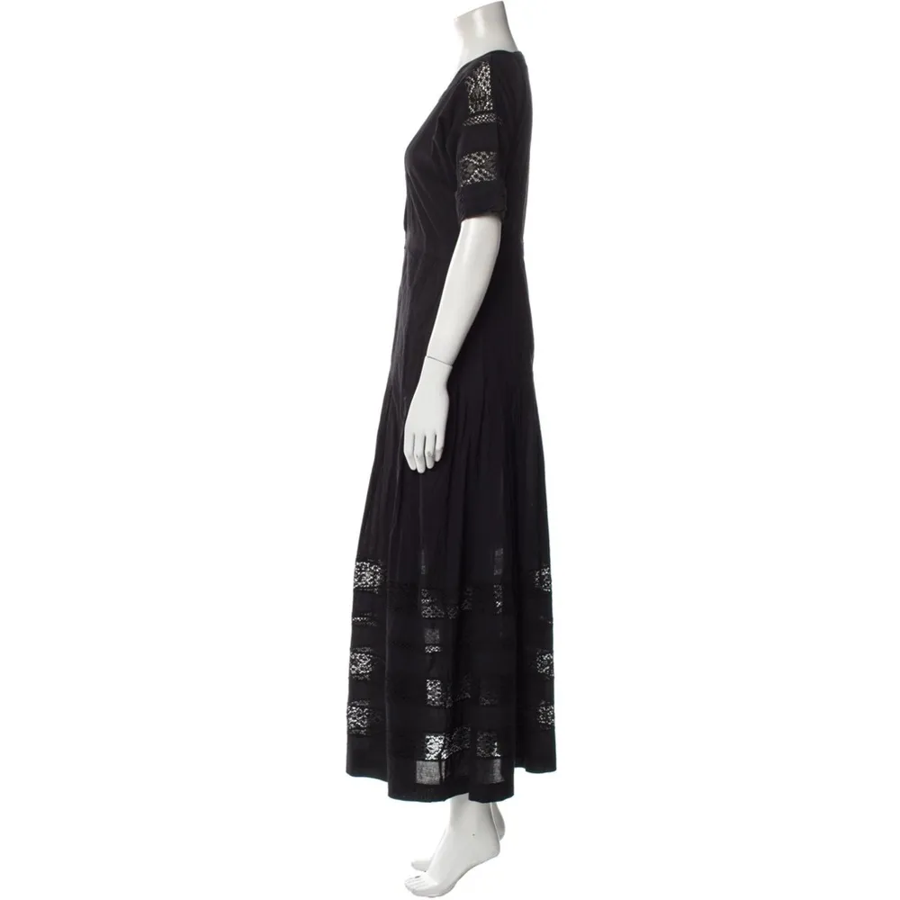 LoveShackFancy Edie Lace Short Sleeve Long Dress - Black, Size M - Image 5