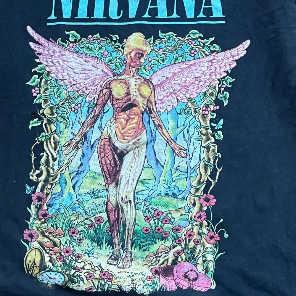 Nirvana Forest In Utero T Shirt Short Sleeve Black Size Medium - Image 5