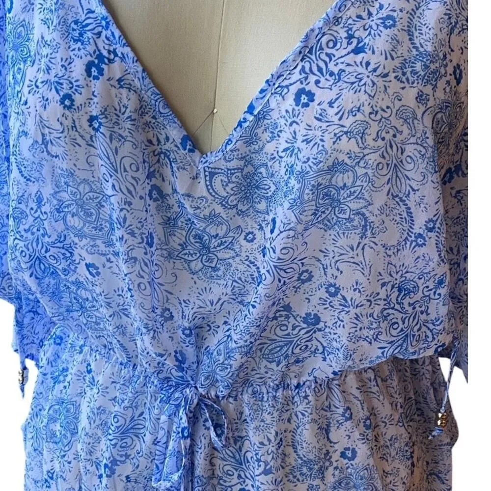 NWT ~ TIME and TRU Ruffle Hem Caftan Tie Front Chiffon Swimsuit Coverup ~ XL - Image 5