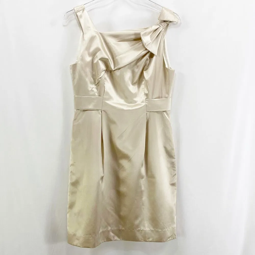 YOANA BARASCHI Gold Champagne Tan Silk Sleeveless Mini Cocktail Dress - Image 10