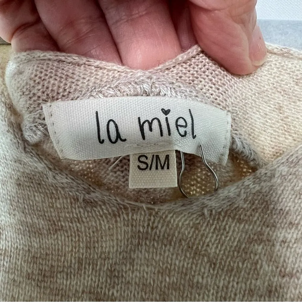 La Miel by Hyped Unicorn Beige V Neckline Dolman Batwing Sweater Sz S/M Size M - Image 5