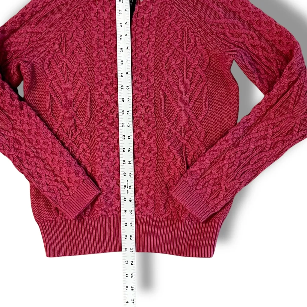 Preswick & Moore Womens Barbiecore Pullover Cable Knit Sweater Rose Pink Size M - Image 5