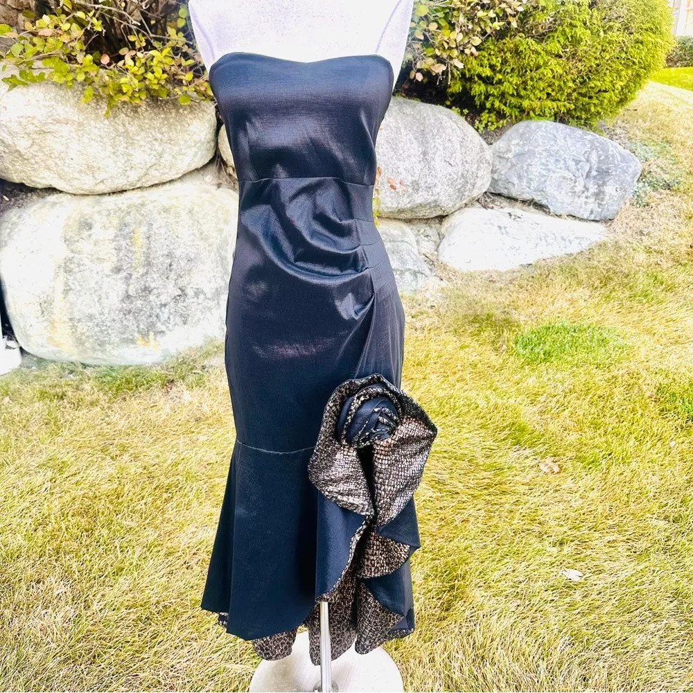 Maria Bonita Strapless Party Prom Dress Sequin Accents Black Size L - Image 4