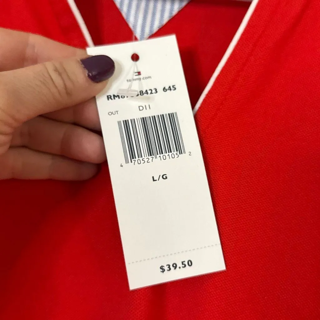 Tommy Hilfiger NWT red cotton polo shirt large - Image 3