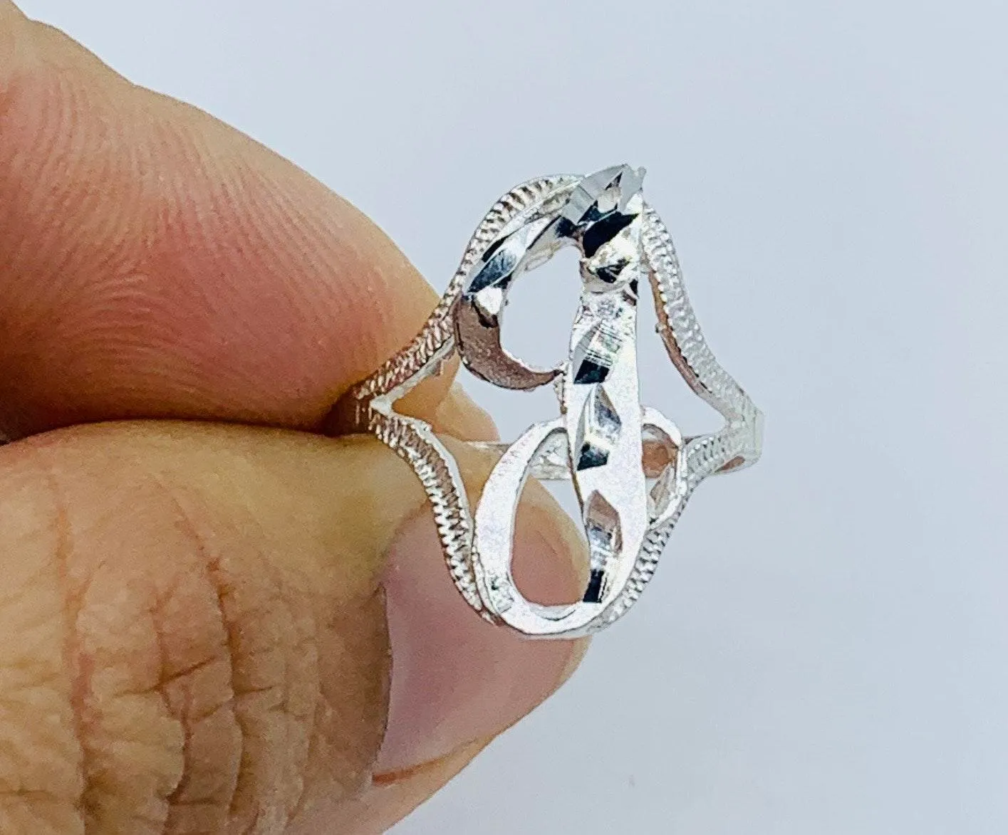 Sterling Silver 925 Women’s Initial J Ring Size 7 Anillo de Inicial J en Plata Tamaño 7 New - Image 2